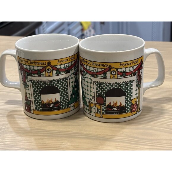 Vintage Retro Kitsch Christmas Joy Noel Teddy Mug English Holiday   Cute set 2 - Picture 3 of 9